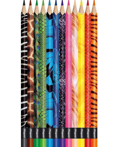 Комплект цветни моливи Maped Color Peps - Animals, 12 цвята  - 2